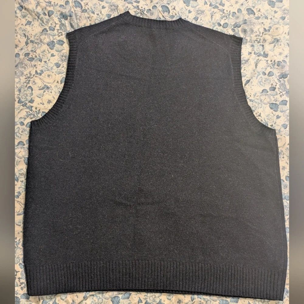 Brooks Brothers Heathered Navy V-Neck Sweater Vest